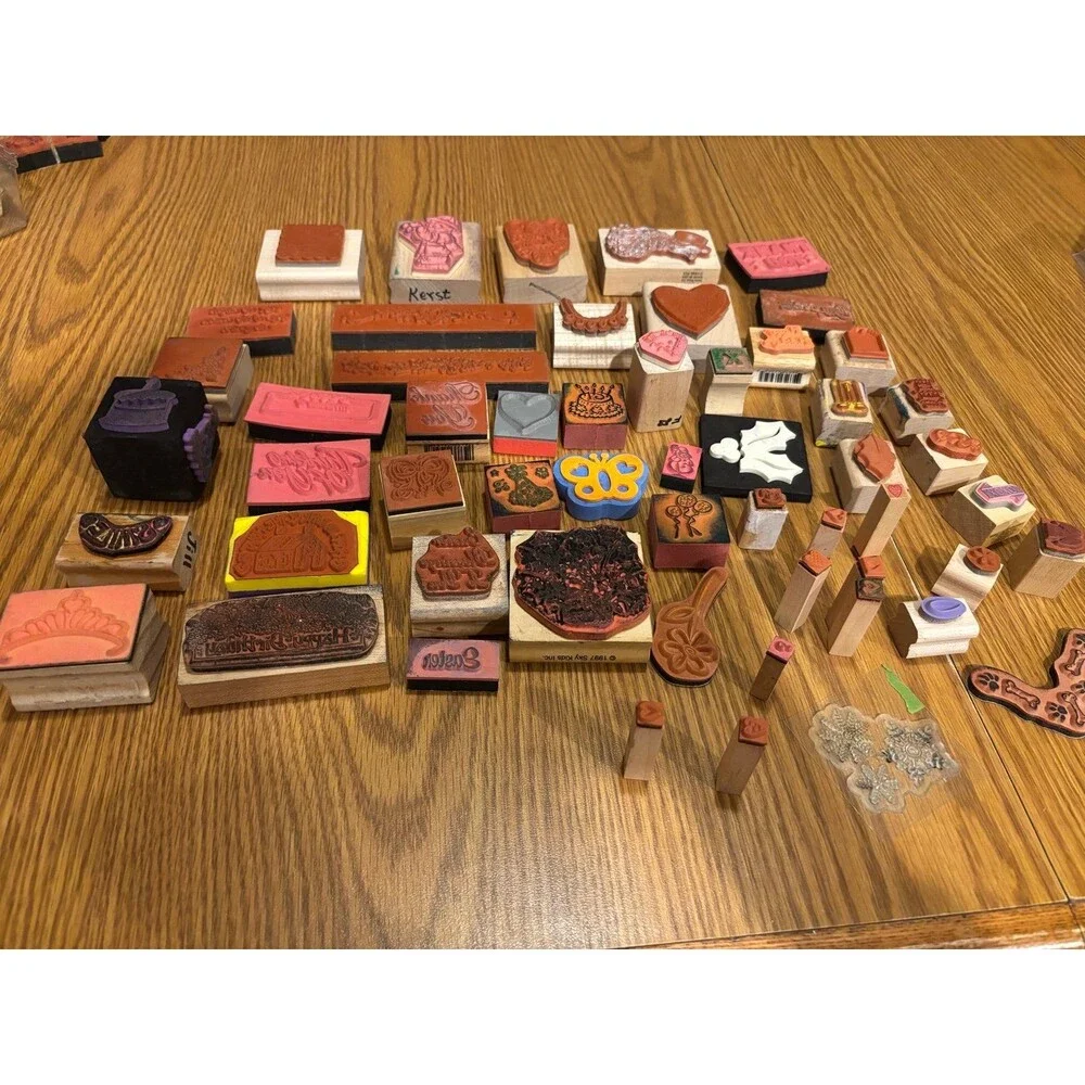 Rubber and wood mixed stamp lot vintage stampin’ up! And more Holiday floral